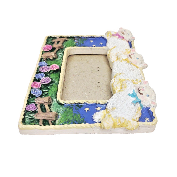 Vintage COUNTING SHEEP Lambs Kids Photo Frame by Figi Graphics Easel Back - Picture 8 of 8